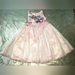 Bonnie Jean Girls Floral Lace Tulle Dress – Pink – Size 6X